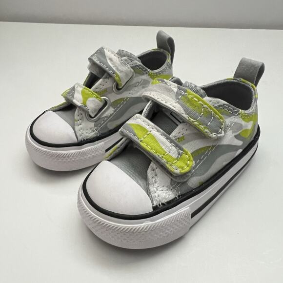 Converse Chuck Taylor All Star Easy On White Ash Lime Twist Camo Infant Shoes 3 - Picture 1 of 13